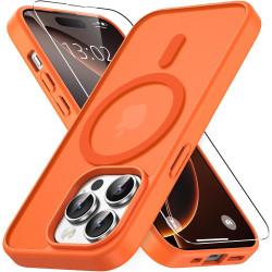 Vansdon magnétique coque pour iphone 14 pro max avec 1 verre trempé, compatible avec magsafe, protection contre les chutes de qu
