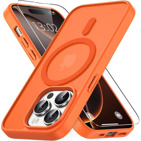 Vansdon magnétique coque pour iphone 14 pro max avec 1 verre trempé, compatible avec magsafe, protection contre les chutes de qu