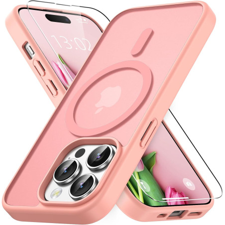 Vansdon Magnétique Coque pour iPhone 14 Pro Max avec 1 Verre Trempé, Compatible avec MagSafe, Protection Contre Les Chutes de qu