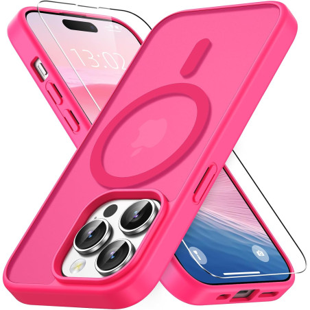 Vansdon Magnétique Coque pour iPhone 14 Pro Max avec 1 Verre Trempé, Compatible avec MagSafe, Protection Contre Les Chutes de qu