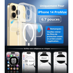 Vansdon Magnétique Coque pour iPhone 14 Pro Max avec 1 Verre Trempé, Compatible avec MagSafe, Protection Contre Les Chutes de qu