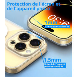 Vansdon Magnétique Coque pour iPhone 14 Pro Max avec 1 Verre Trempé, Compatible avec MagSafe, Protection Contre Les Chutes de qu
