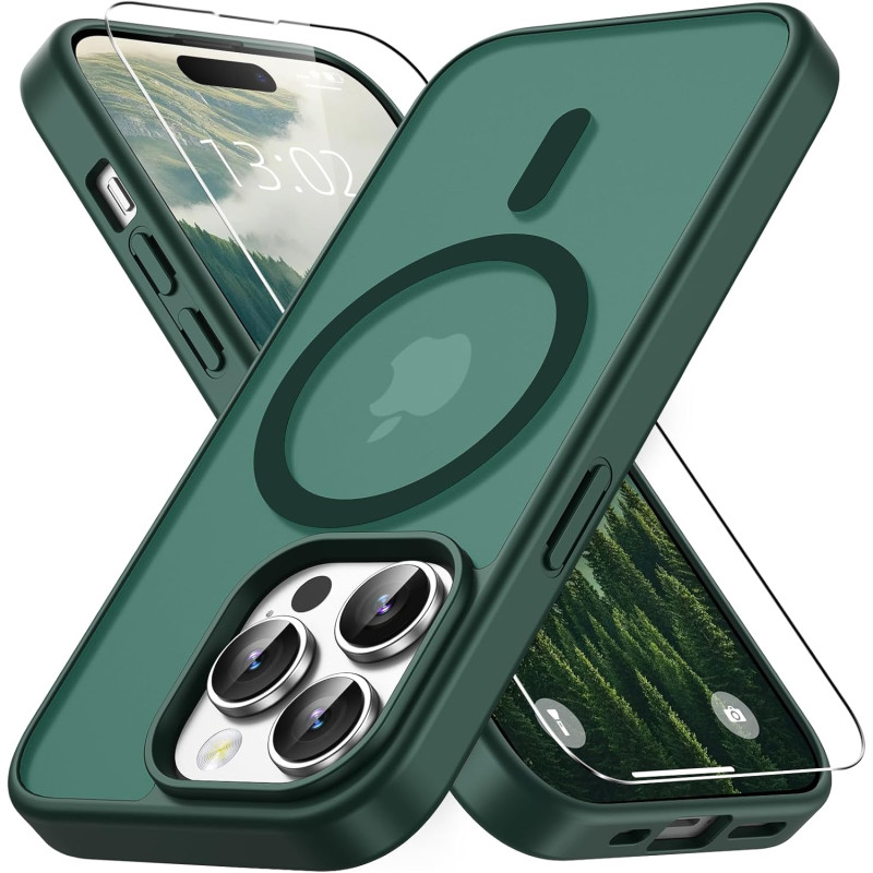 Vansdon Magnétique Coque pour iPhone 14 Pro Max avec 1 Verre Trempé, Compatible avec MagSafe, Protection Contre Les Chutes de qu