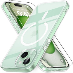 Vansdon Magnétique Coque pour iPhone 15 avec 1 Verre Trempé, Compatible avec MagSafe, Protection Contre Les Chutes de qualité Mi