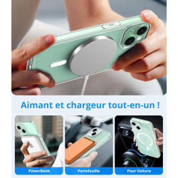 Vansdon Magnétique Coque pour iPhone 15 avec 1 Verre Trempé, Compatible avec MagSafe, Protection Contre Les Chutes de qualité Mi