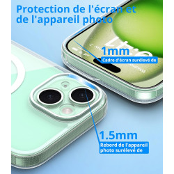 Vansdon Magnétique Coque pour iPhone 15 avec 1 Verre Trempé, Compatible avec MagSafe, Protection Contre Les Chutes de qualité Mi