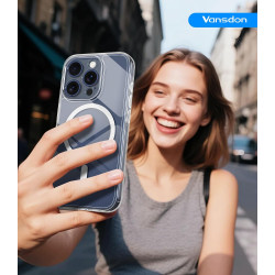 Vansdon Magnétique Coque pour iPhone 15 Pro Max avec 1 Verre Trempé, Compatible avec MagSafe, Protection Contre Les Chutes de qu