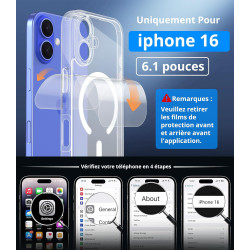 Vansdon Magnétique Coque pour iPhone 16 avec 1 Verre Trempé, Compatible avec MagSafe, Protection Contre Les Chutes de qualité Mi