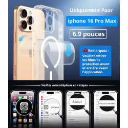 Vansdon Magnétique Coque pour iPhone 16 Pro Max avec 1 Verre Trempé, Compatible avec MagSafe, Protection Contre Les Chutes de qu