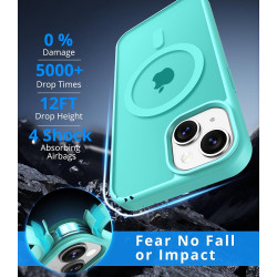 Coque Vansdon Magnétique pour iPhone 15, 1 Verre Trempé, Compatible MagSafe, Protection Militaire, Coque Mat Translucide Fine An