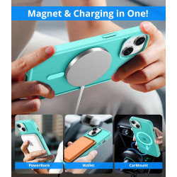 Coque Vansdon Magnétique pour iPhone 15, 1 Verre Trempé, Compatible MagSafe, Protection Militaire, Coque Mat Translucide Fine An