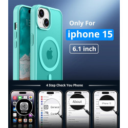 Coque Vansdon Magnétique pour iPhone 15, 1 Verre Trempé, Compatible MagSafe, Protection Militaire, Coque Mat Translucide Fine An