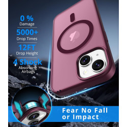 Coque Vansdon Magnétique pour iPhone 15, 1 Verre Trempé, Compatible MagSafe, Protection Militaire, Coque Mat Translucide Fine An