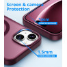 Coque Vansdon Magnétique pour iPhone 15, 1 Verre Trempé, Compatible MagSafe, Protection Militaire, Coque Mat Translucide Fine An
