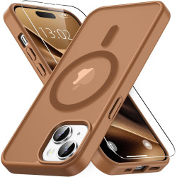 Vansdon Magnétique Coque pour iPhone 15 avec 1 Verre Trempé, Compatible avec MagSafe, Protection Contre Les Chutes de qualité Mi