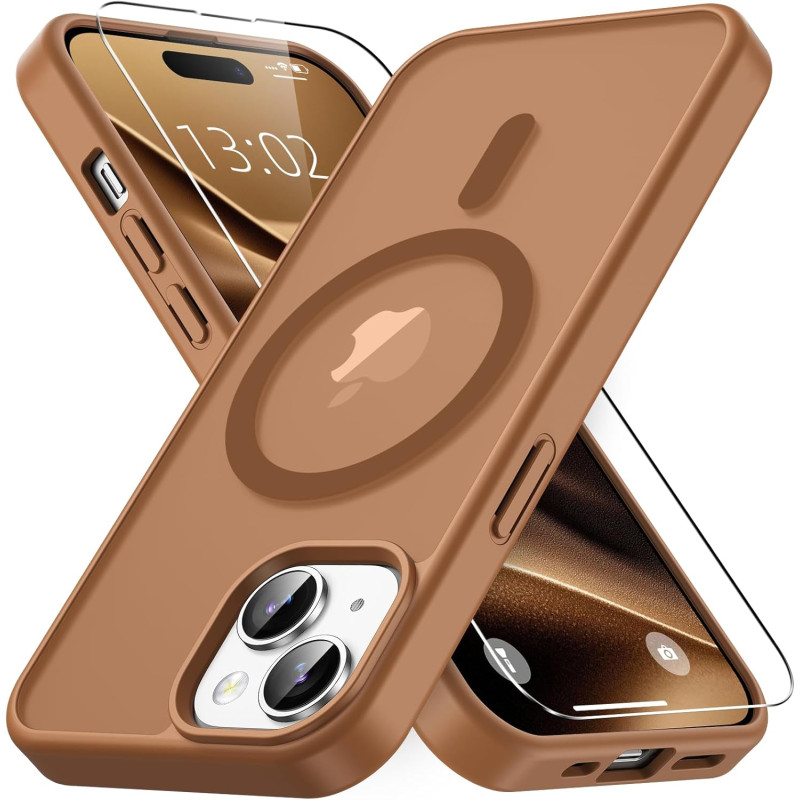 Vansdon Magnétique Coque pour iPhone 15 avec 1 Verre Trempé, Compatible avec MagSafe, Protection Contre Les Chutes de qualité Mi