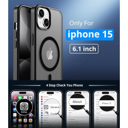 Coque Vansdon Magnétique pour iPhone 15, 1 Verre Trempé, Compatible MagSafe, Protection Militaire, Coque Mat Translucide Fine An