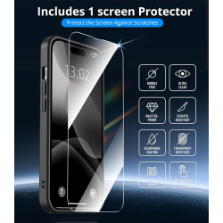 Coque Vansdon Magnétique pour iPhone 15, 1 Verre Trempé, Compatible MagSafe, Protection Militaire, Coque Mat Translucide Fine An
