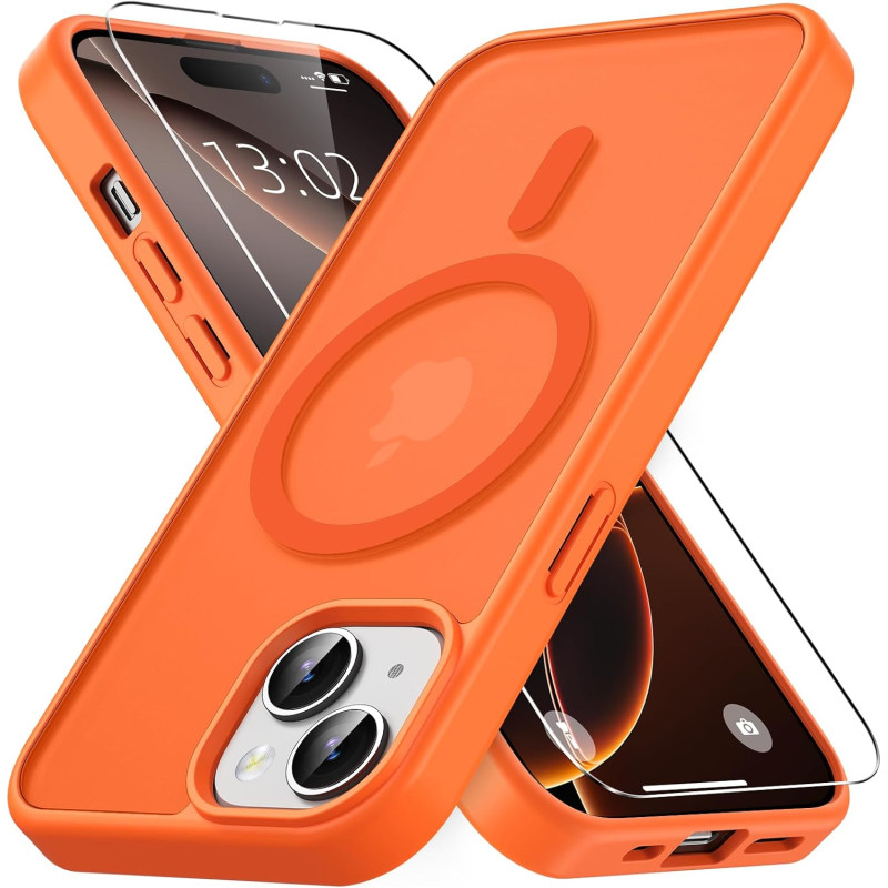 Vansdon magnétique coque pour iphone 15 avec 1 verre trempé, compatible avec magsafe, protection contre les chutes de qualité mi