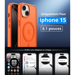 Vansdon magnétique coque pour iphone 15 avec 1 verre trempé, compatible avec magsafe, protection contre les chutes de qualité mi