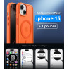Vansdon magnétique coque pour iphone 15 avec 1 verre trempé, compatible avec magsafe, protection contre les chutes de qualité mi