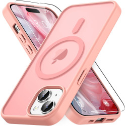 Coque Vansdon Magnétique pour iPhone 15, 1 Verre Trempé, Compatible MagSafe, Protection Militaire, Coque Mat Translucide Fine An