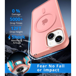 Coque Vansdon Magnétique pour iPhone 15, 1 Verre Trempé, Compatible MagSafe, Protection Militaire, Coque Mat Translucide Fine An