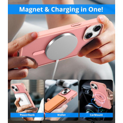 Coque Vansdon Magnétique pour iPhone 15, 1 Verre Trempé, Compatible MagSafe, Protection Militaire, Coque Mat Translucide Fine An