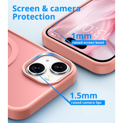 Coque Vansdon Magnétique pour iPhone 15, 1 Verre Trempé, Compatible MagSafe, Protection Militaire, Coque Mat Translucide Fine An