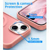 Coque Vansdon Magnétique pour iPhone 15, 1 Verre Trempé, Compatible MagSafe, Protection Militaire, Coque Mat Translucide Fine An