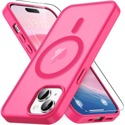 Coque Vansdon Magnétique pour iPhone 15, Verre Trempé 1PC, Compatible MagSafe, Protection Militaire, Coque Mat Translucide Fine 