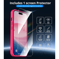 Coque Vansdon Magnétique pour iPhone 15, Verre Trempé 1PC, Compatible MagSafe, Protection Militaire, Coque Mat Translucide Fine 