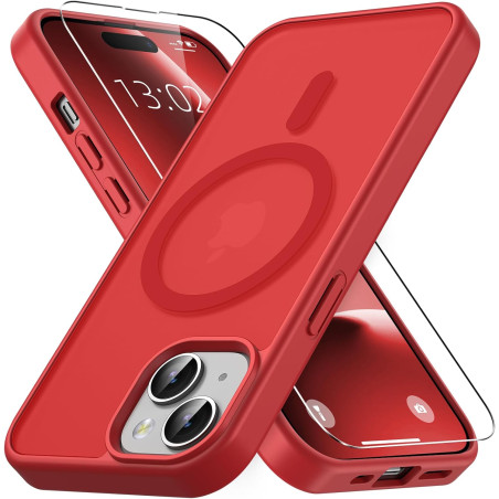 Vansdon Magnétique Coque pour iPhone 15 avec 1 Verre Trempé, Compatible avec MagSafe, Protection Contre Les Chutes de qualité Mi