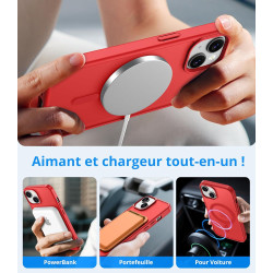 Vansdon Magnétique Coque pour iPhone 15 avec 1 Verre Trempé, Compatible avec MagSafe, Protection Contre Les Chutes de qualité Mi