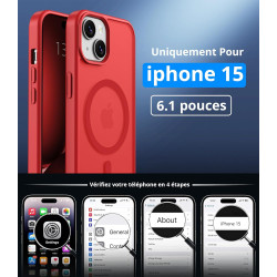 Vansdon Magnétique Coque pour iPhone 15 avec 1 Verre Trempé, Compatible avec MagSafe, Protection Contre Les Chutes de qualité Mi