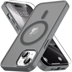 Vansdon Magnétique Coque pour iPhone 15 avec 1 Verre Trempé, Compatible avec MagSafe, Protection Contre Les Chutes de qualité Mi