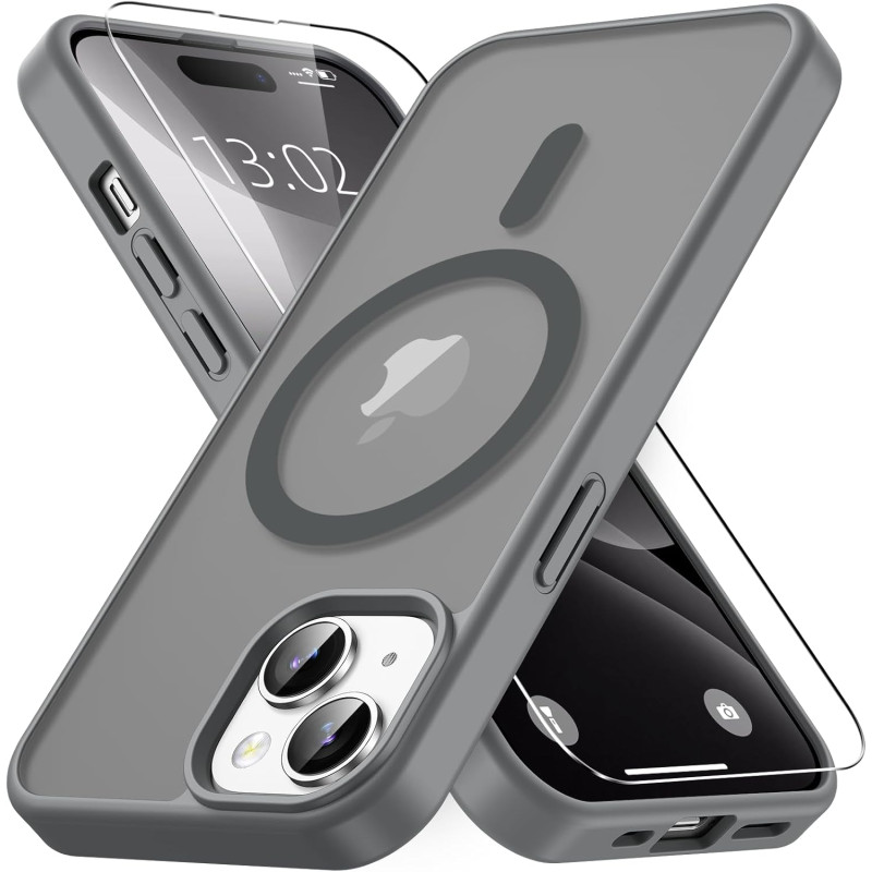 Vansdon Magnétique Coque pour iPhone 15 avec 1 Verre Trempé, Compatible avec MagSafe, Protection Contre Les Chutes de qualité Mi