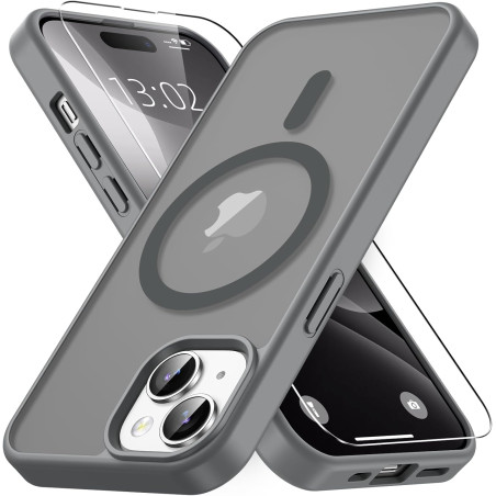 Vansdon Magnétique Coque pour iPhone 15 avec 1 Verre Trempé, Compatible avec MagSafe, Protection Contre Les Chutes de qualité Mi