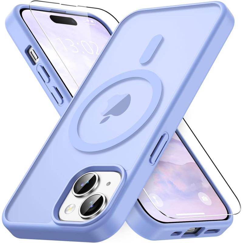 Vansdon Magnétique Coque pour iPhone 15 avec 1 Verre Trempé, Compatible avec MagSafe, Protection Contre Les Chutes de qualité Mi