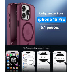 Vansdon Magnétique Coque pour iPhone 15 Pro avec 1 Verre Trempé, Compatible avec MagSafe, Protection Contre Les Chutes de qualit