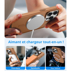 Vansdon Magnétique Coque pour iPhone 15 Pro avec 1 Verre Trempé, Compatible avec MagSafe, Protection Contre Les Chutes de qualit