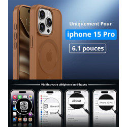 Vansdon Magnétique Coque pour iPhone 15 Pro avec 1 Verre Trempé, Compatible avec MagSafe, Protection Contre Les Chutes de qualit