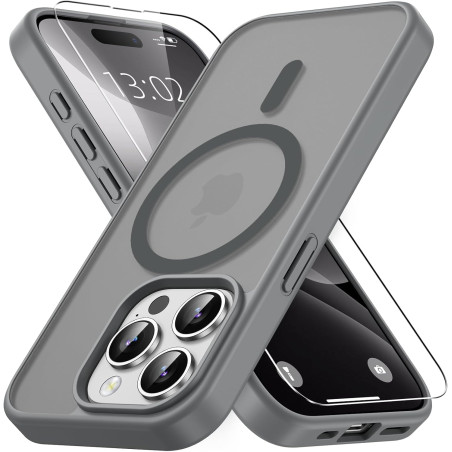 Vansdon Magnétique Coque pour iPhone 15 Pro avec 1 Verre Trempé, Compatible avec MagSafe, Protection Contre Les Chutes de qualit