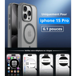 Vansdon Magnétique Coque pour iPhone 15 Pro avec 1 Verre Trempé, Compatible avec MagSafe, Protection Contre Les Chutes de qualit