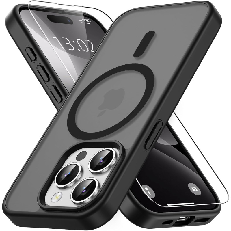 Vansdon Magnétique Coque pour iPhone 15 Pro avec 1 Verre Trempé, Compatible avec MagSafe, Protection Contre Les Chutes de qualit