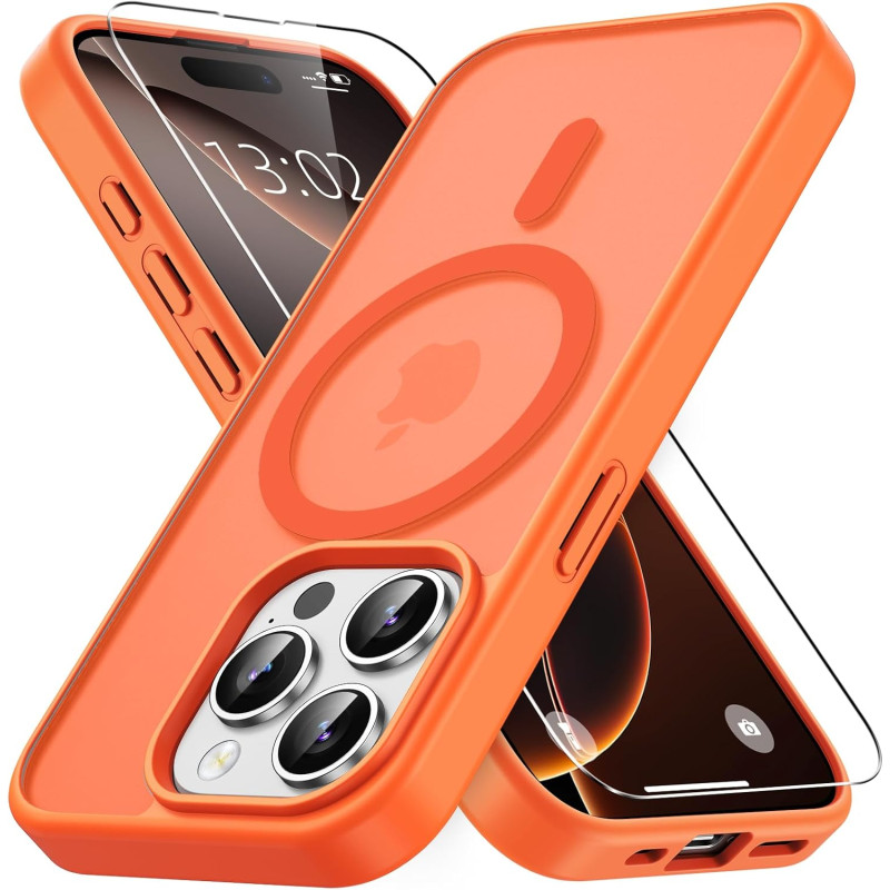Vansdon magnétique coque pour iphone 15 pro avec 1 verre trempé, compatible avec magsafe, protection contre les chutes de qualit