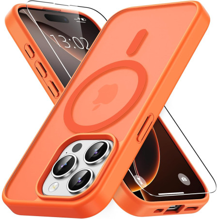 Vansdon magnétique coque pour iphone 15 pro avec 1 verre trempé, compatible avec magsafe, protection contre les chutes de qualit
