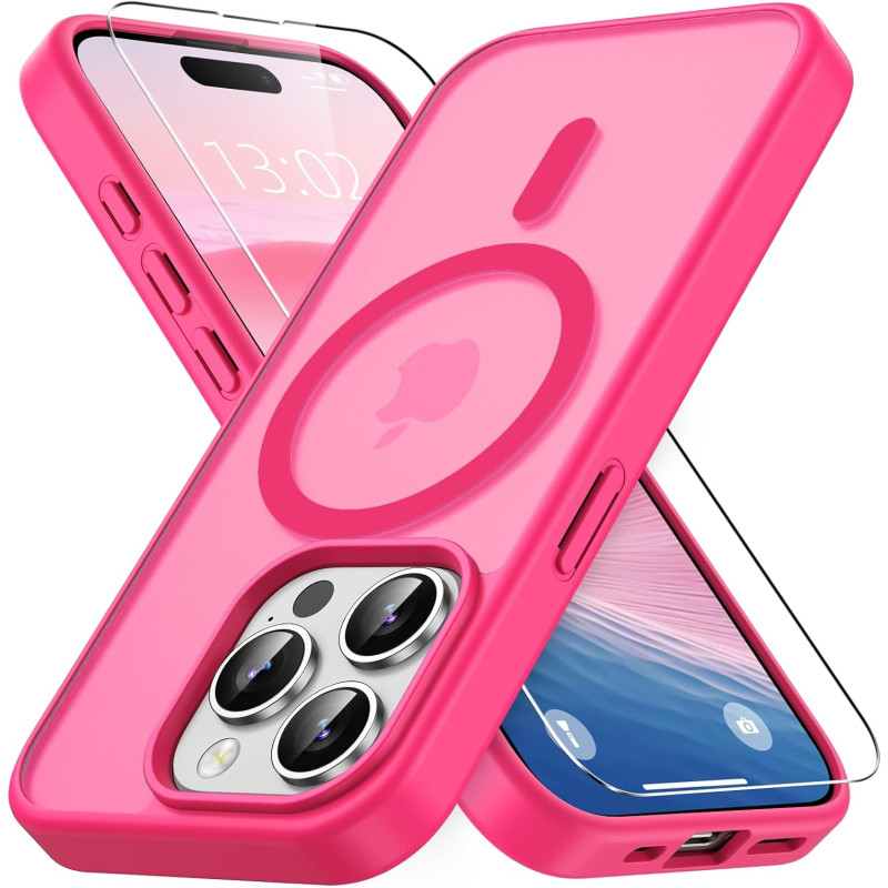 Vansdon Magnétique Coque pour iPhone 15 Pro avec 1 Verre Trempé, Compatible avec MagSafe, Protection Contre Les Chutes de qualit