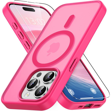 Vansdon Magnétique Coque pour iPhone 15 Pro avec 1 Verre Trempé, Compatible avec MagSafe, Protection Contre Les Chutes de qualit