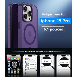 Vansdon Magnétique Coque pour iPhone 15 Pro avec 1 Verre Trempé, Compatible avec MagSafe, Protection Contre Les Chutes de qualit